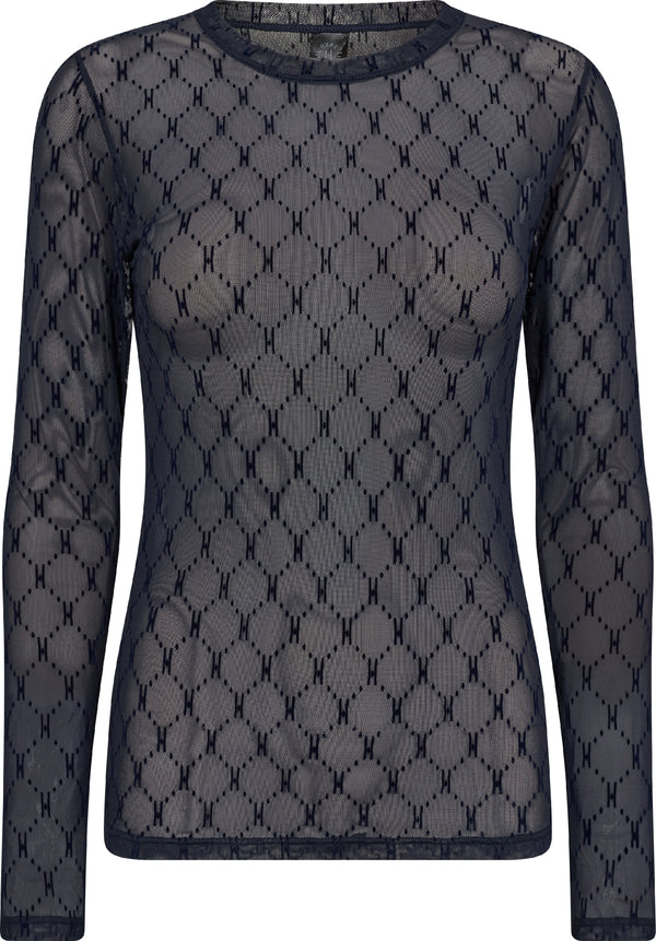 Hype The Detail Mesh Bluse Marine