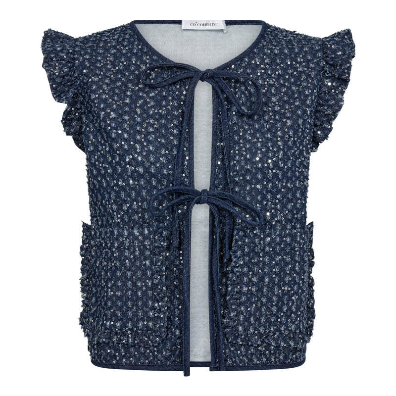 Co'Couture Sequin Denim Vest Denim Blue