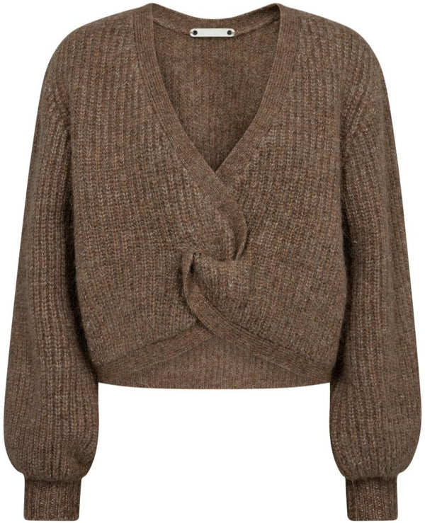 Co'Couture Cozy Lurex Twist Strik Walnut