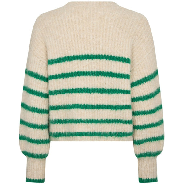 Co'Couture Coralie Crop Stripe O-knit Strik BoneGreen