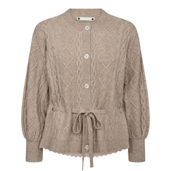 Co'Couture Row Cable Tie Cardigan Bone