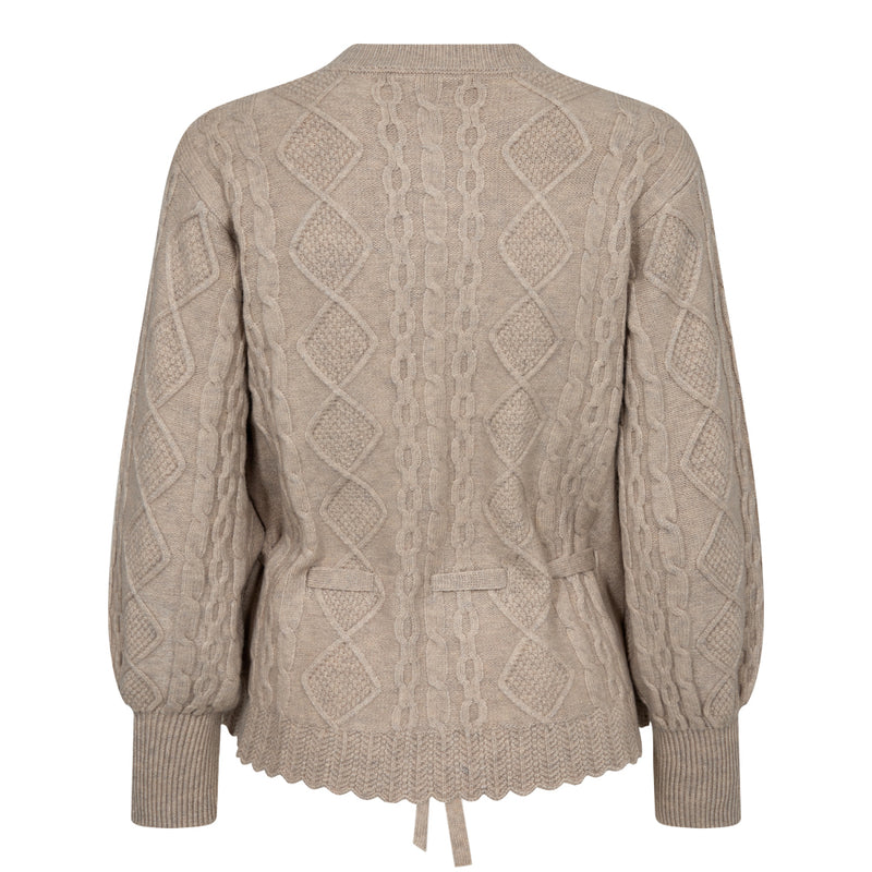 Co'Couture Row Cable Tie Cardigan Bone