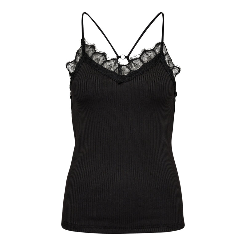 Co'Couture Rietta Rib Lace Tank Top Black