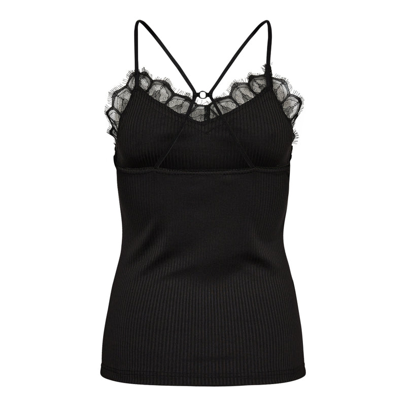 Co'Couture Rietta Rib Lace Tank Top Black