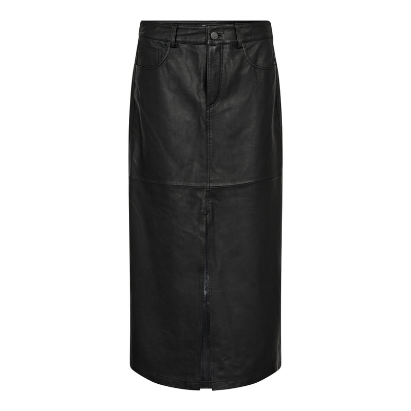Co'Couture Pheobe Leather Slit Nederdel Black
