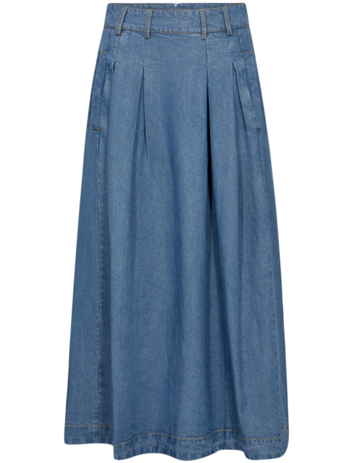 Co'Couture Anya Denim Pleat Nederdel Denim Blue