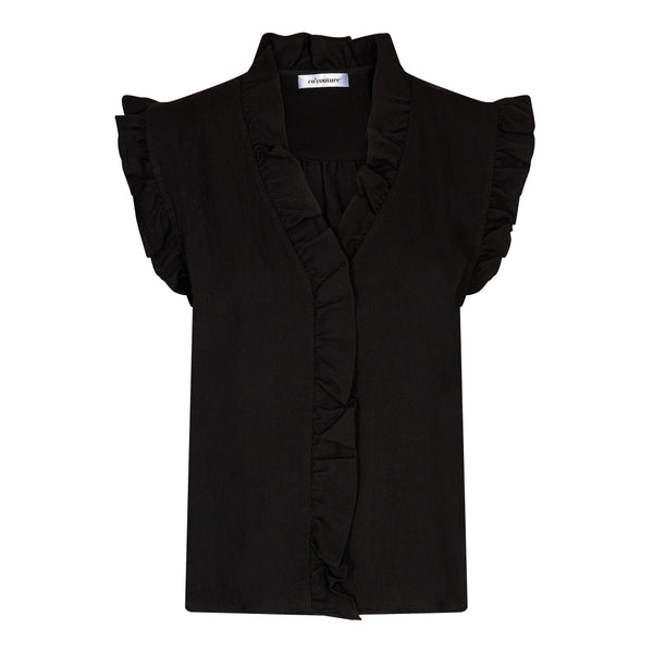 Co'Couture Sueda Frill Top Black