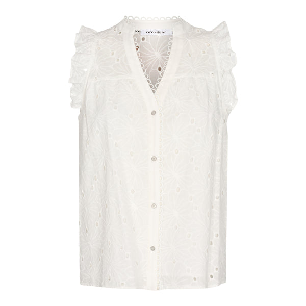 Co'Couture Pola Anglaise Top White