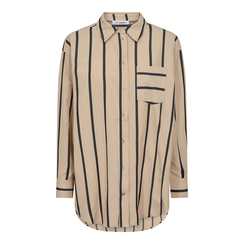 Co'Couture Tessie Stripe Oversize Skjorte BeigeBlack