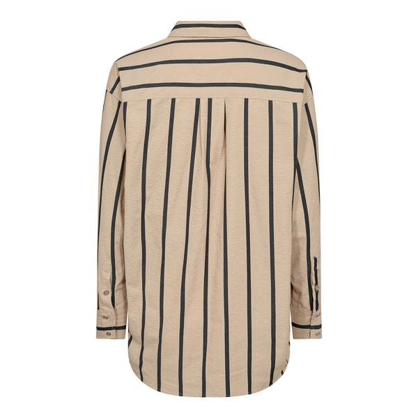 Co'Couture Tessie Stripe Oversize Skjorte BeigeBlack