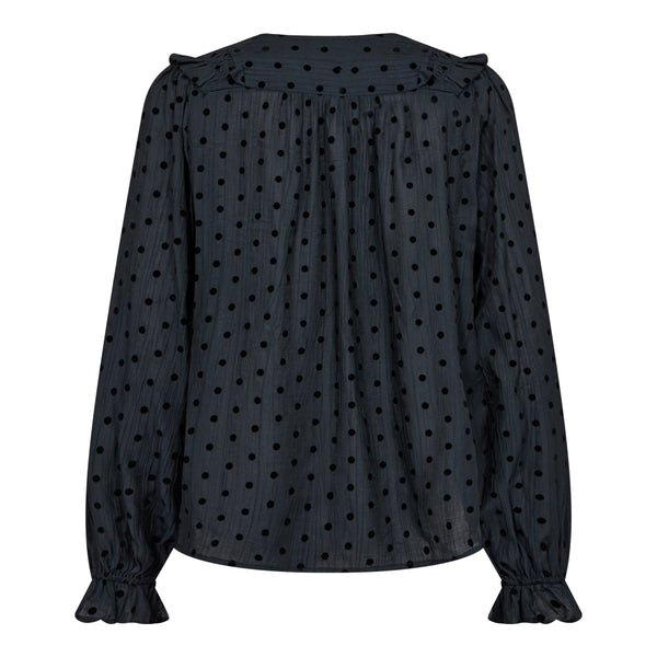 Co'Couture Dolly Dot Frill Skjorte Navy