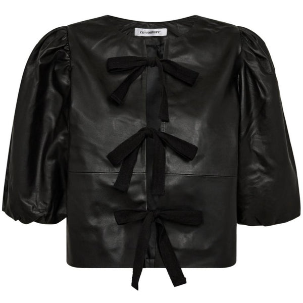 Co'Couture Phoebe Leather Bow Bluse Black