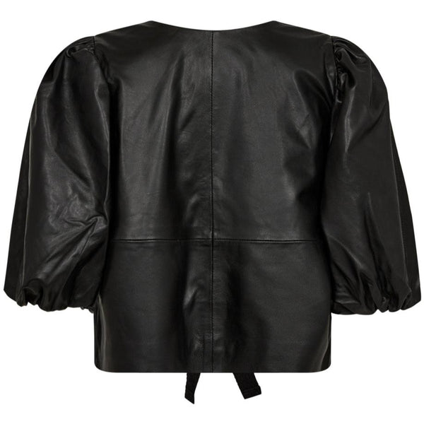 Co'Couture Phoebe Leather Bow Bluse Black