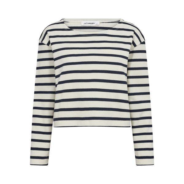 Co'Couture Classic Stripe Crop Sweatshirt Off White