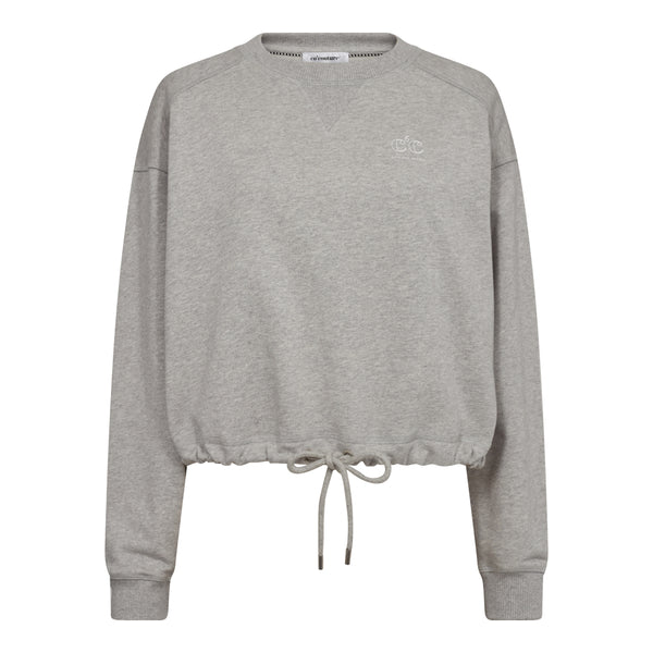 Co'Couture Clean Crop Tie Sweatshirt Grey Melange