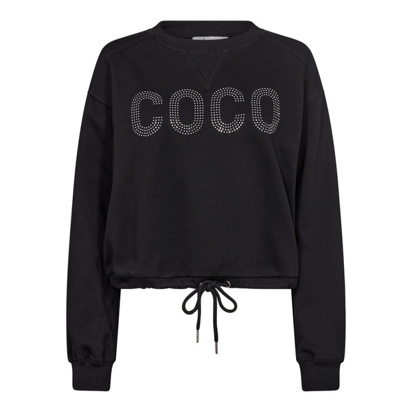 Co'Couture Crop Tie Stone Sweatshirt Black