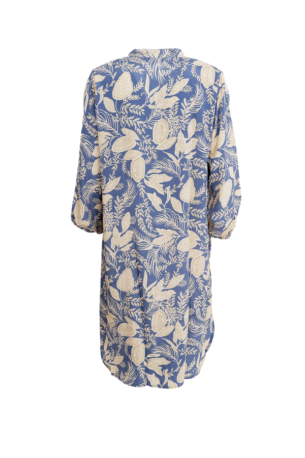 Black Colour Luna Pleat Tunic Dress Floral Blue