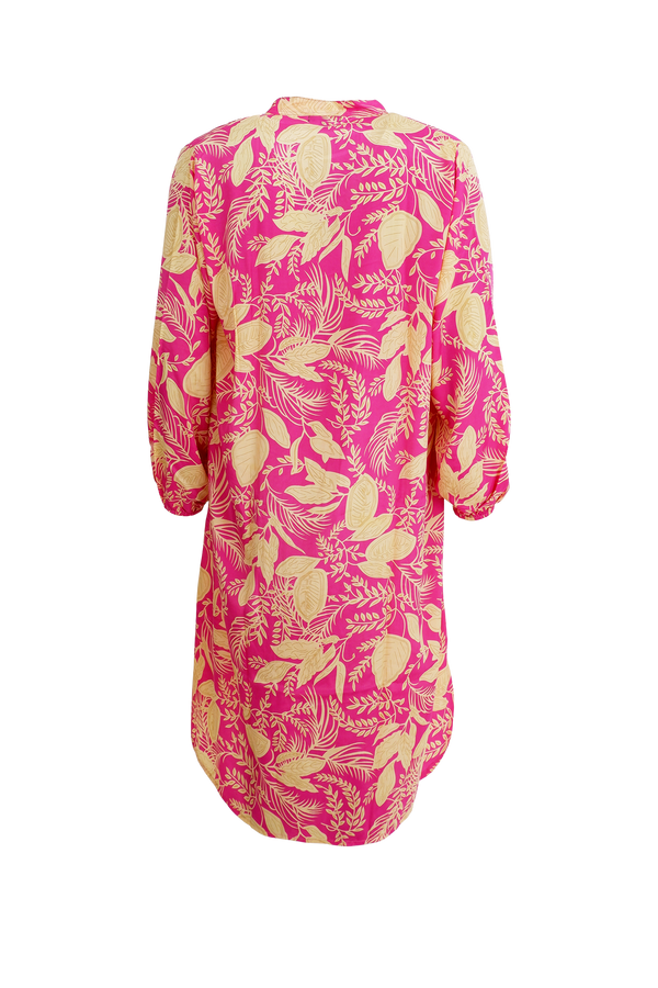 Black Colour Luna Pleat Tunic Dress Floral Pink