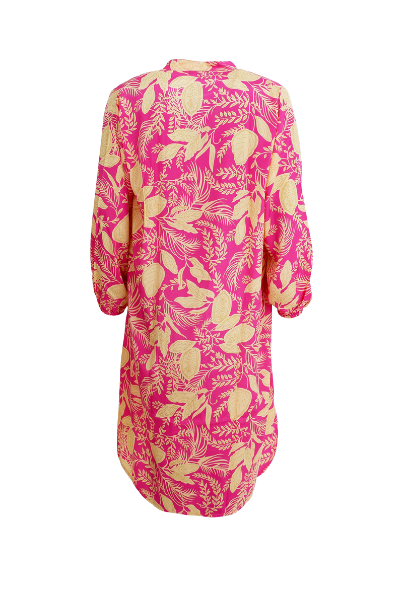 Black Colour Luna Pleat Tunic Dress Floral Pink