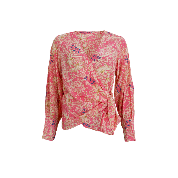 Black Colour Luna Wrap Bluse Pink Wheat