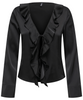 Only Mika Satin LS Frill Top Black