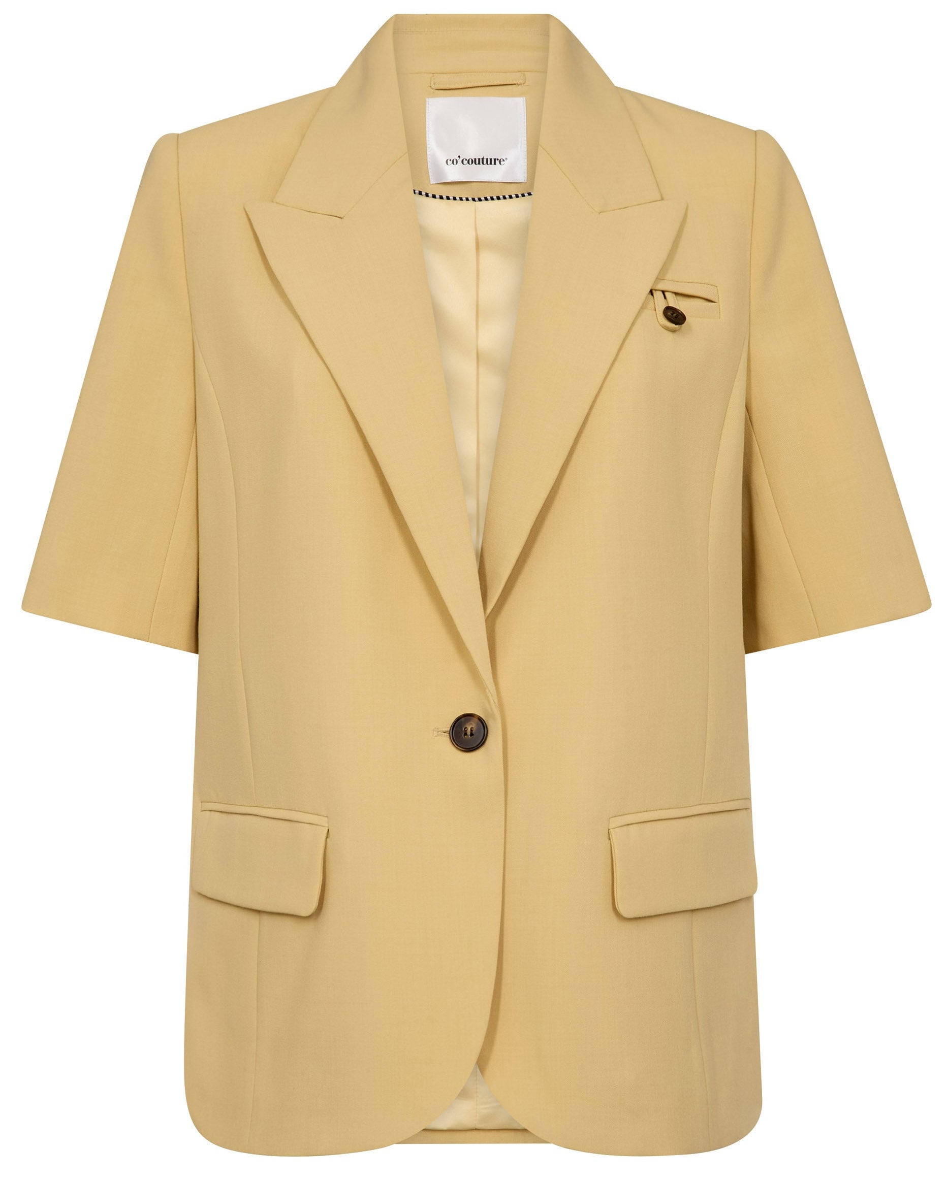 Co'Couture Nilan Fitted SS Blazer Pale Yellow, gul kortærmet blazer