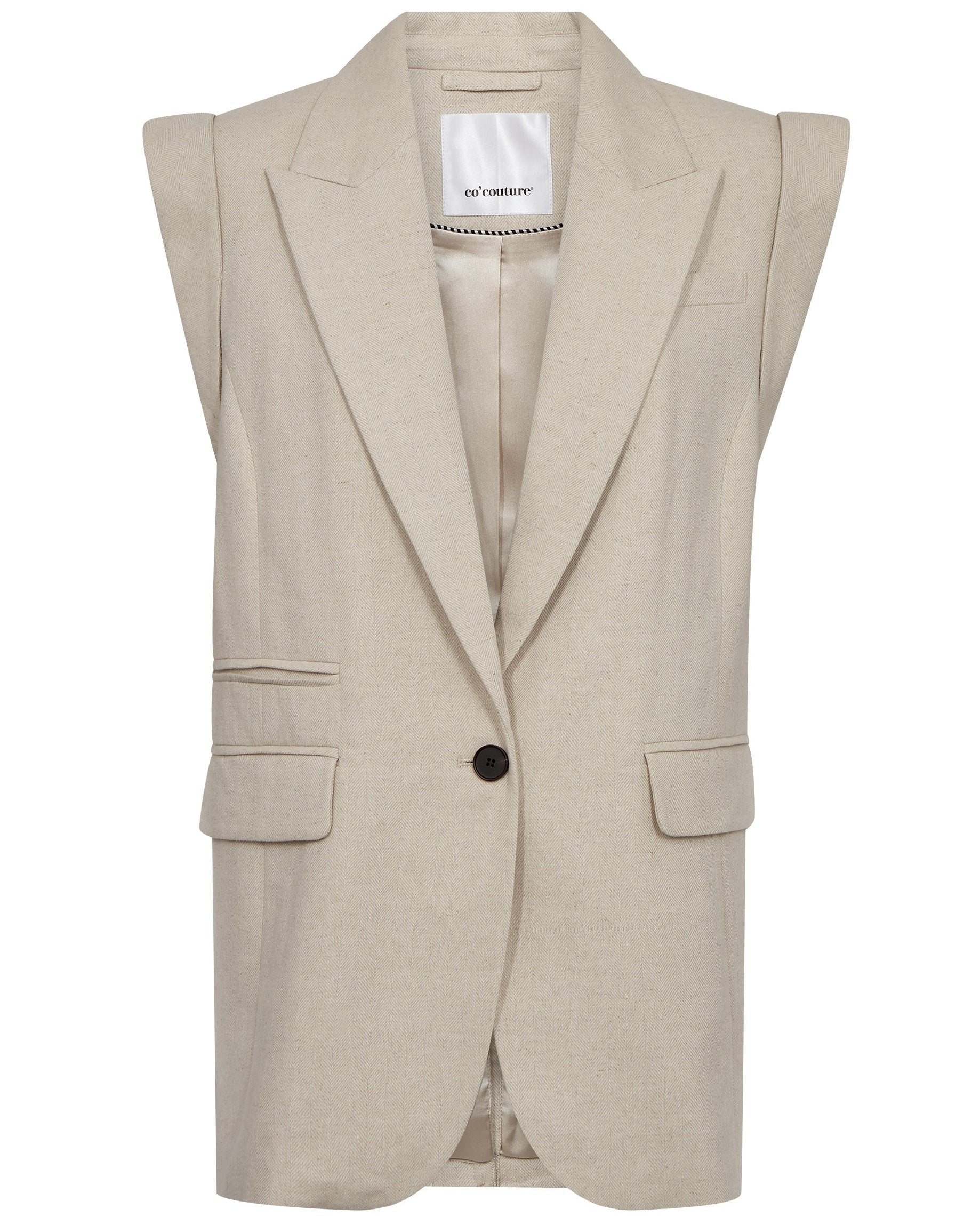 Co'Couture Leena Linen Wing Vest Bone, beige blazer