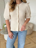 Pieces Silly SS Puff Knit Cardigan Birch NOS26
