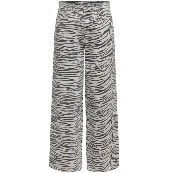 Only Hope HW Zebra Wide Denim Jeans Light Grey Denim