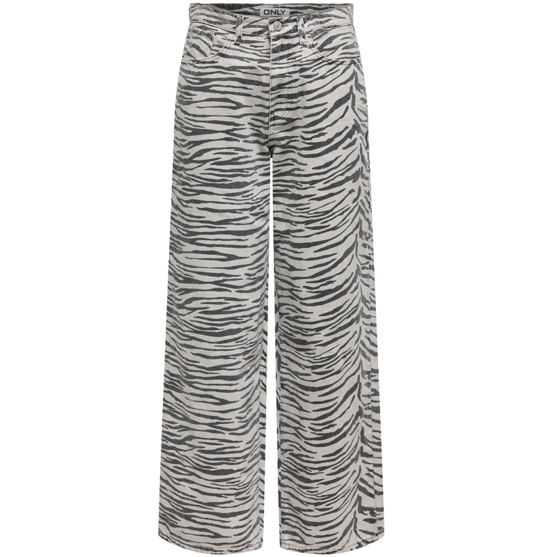 Only Hope HW Zebra Wide Denim Jeans Light Grey Denim