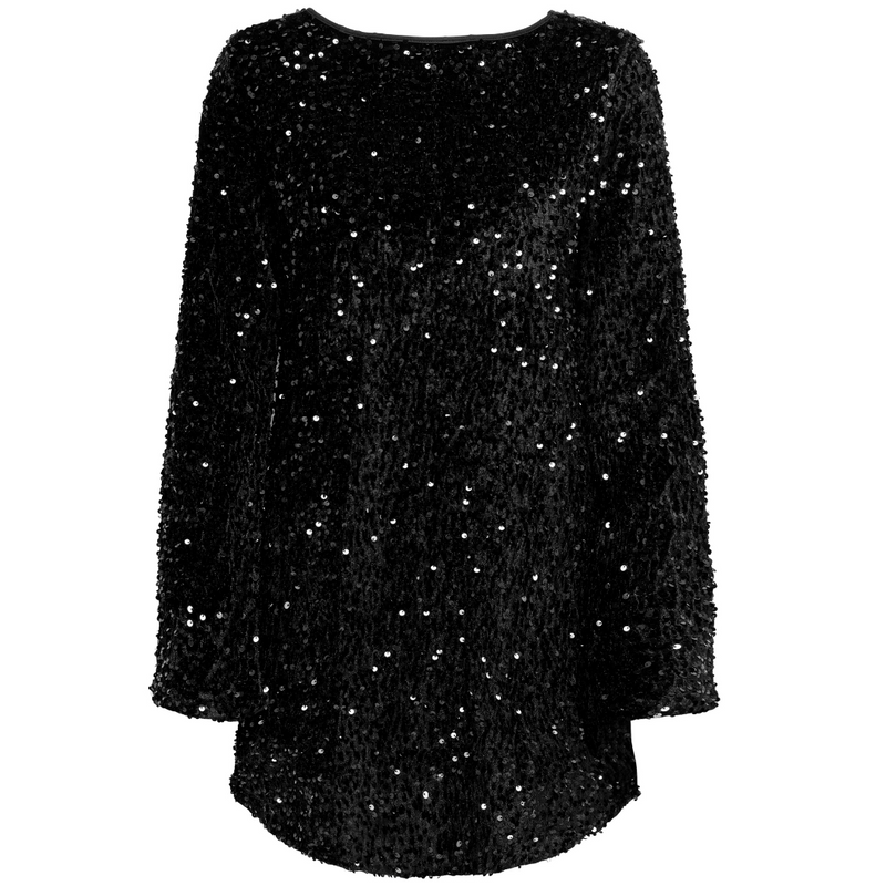 Only Anika Sequins LS Bow Kjole Black Bow