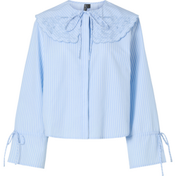 Pieces Fetina LS Collar Skjorte Cashmere Blue Stripes