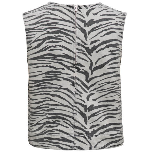 Only Dorsi SL Zebra Denim Top Light Grey Denim