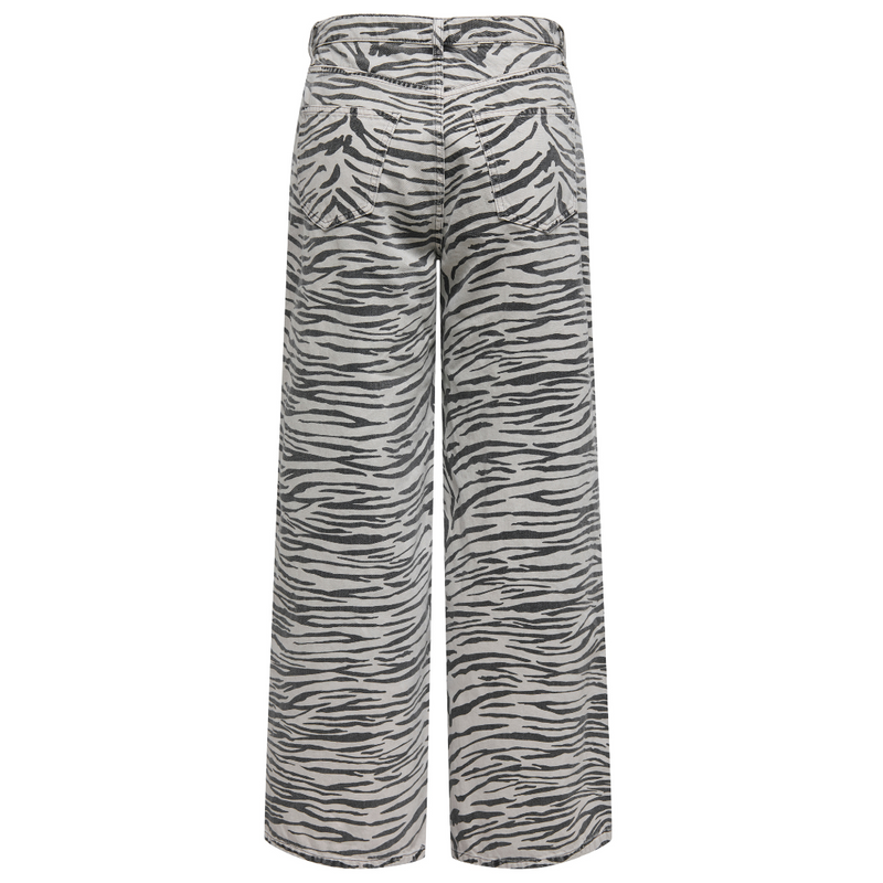 Only Hope HW Zebra Wide Denim Jeans Light Grey Denim