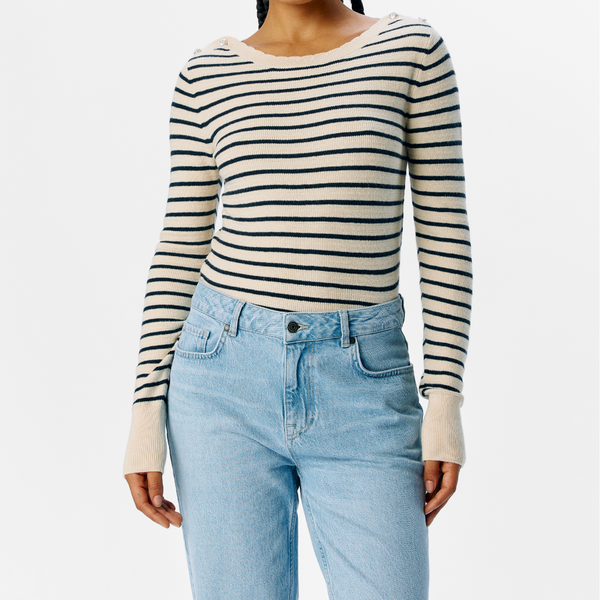 Object Polina LS Strik Sandshell Stripes/Sky Captain