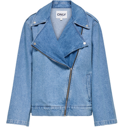 Only Johanna Oversized Biker Denim Jakke Light Blue Denim