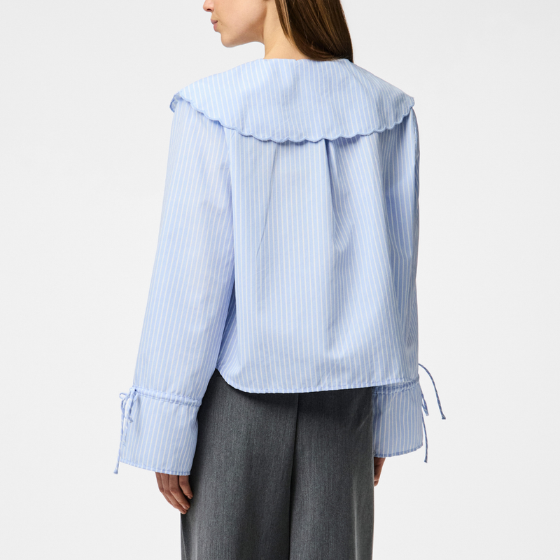 Pieces Fetina LS Collar Skjorte Cashmere Blue Stripes