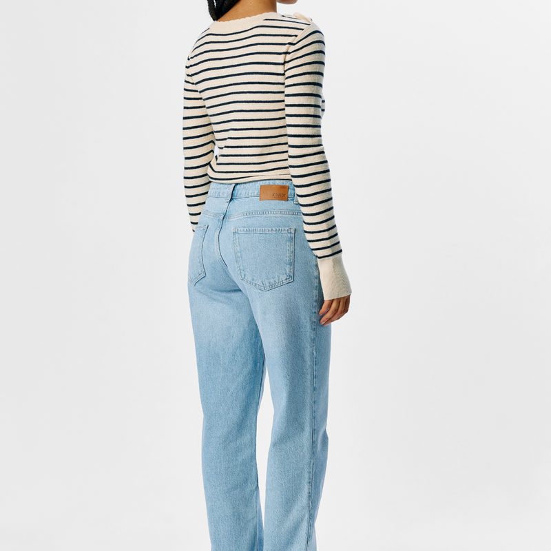 Object Polina LS Strik Sandshell Stripes/Sky Captain