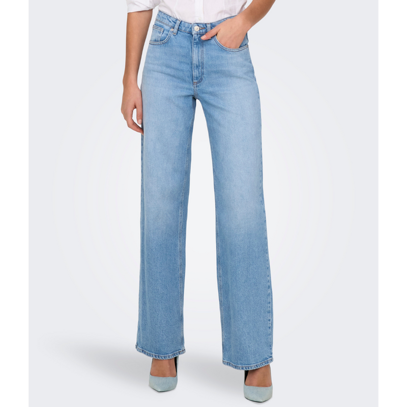 Only Juicy HW Wide Leg Denim Jeans Light Blue Denim