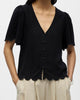 Object Sanne 2/4 V-Neck Top Black NOS26