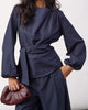 Co'Couture Luna Tie Bluse Navy
