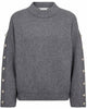 Co'Couture Row Button Sleeve Strik Grey Melange
