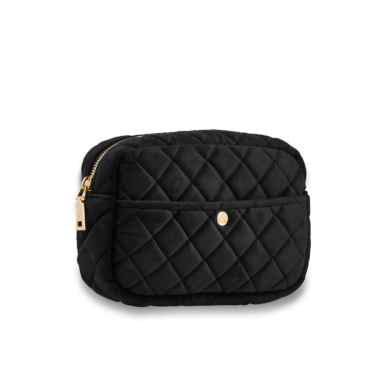 Fan Palm Medium Beauty Bag Black Velvet
