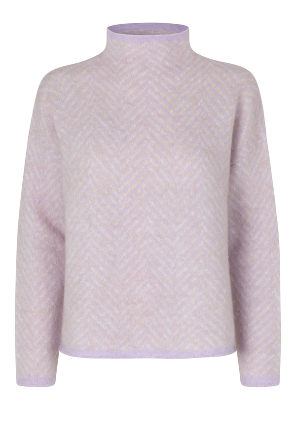 Second Female Herrin Knit New T-Neck Strik Pastel Lilac