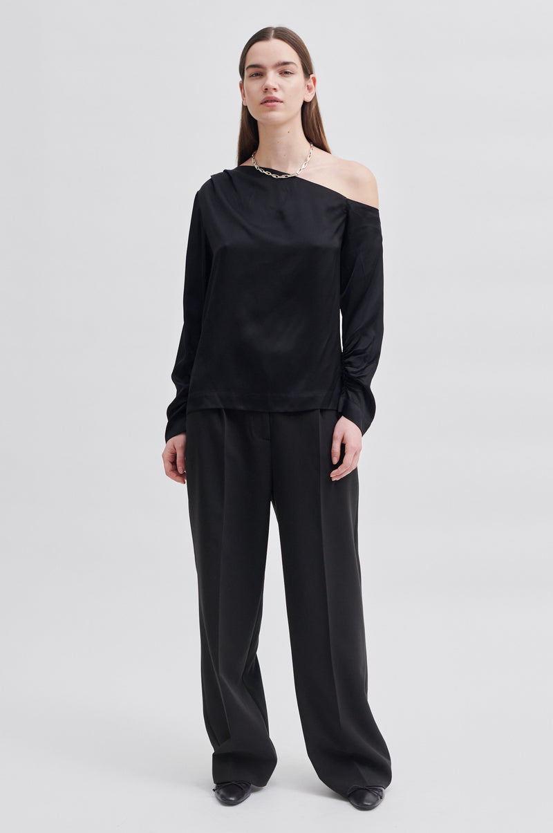Second Female Galeries One Shoulder Bluse Black