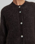 Second Female Andrea Rib Knit Cardigan Chocolate Tort, Lækker brun strik