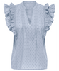 Only Raina SL V-Neck Ruffle Top Soft Chambray