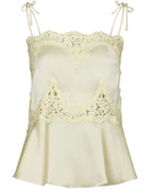 Kaela Heavy Sateen Lace Top Light Yellow fra Neo Noir, gul top