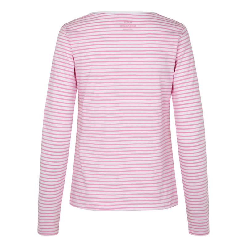 Mads Nørgaard Organic Jersey Stripe Tenna T-shirt Begonia Pink/Brilliant White