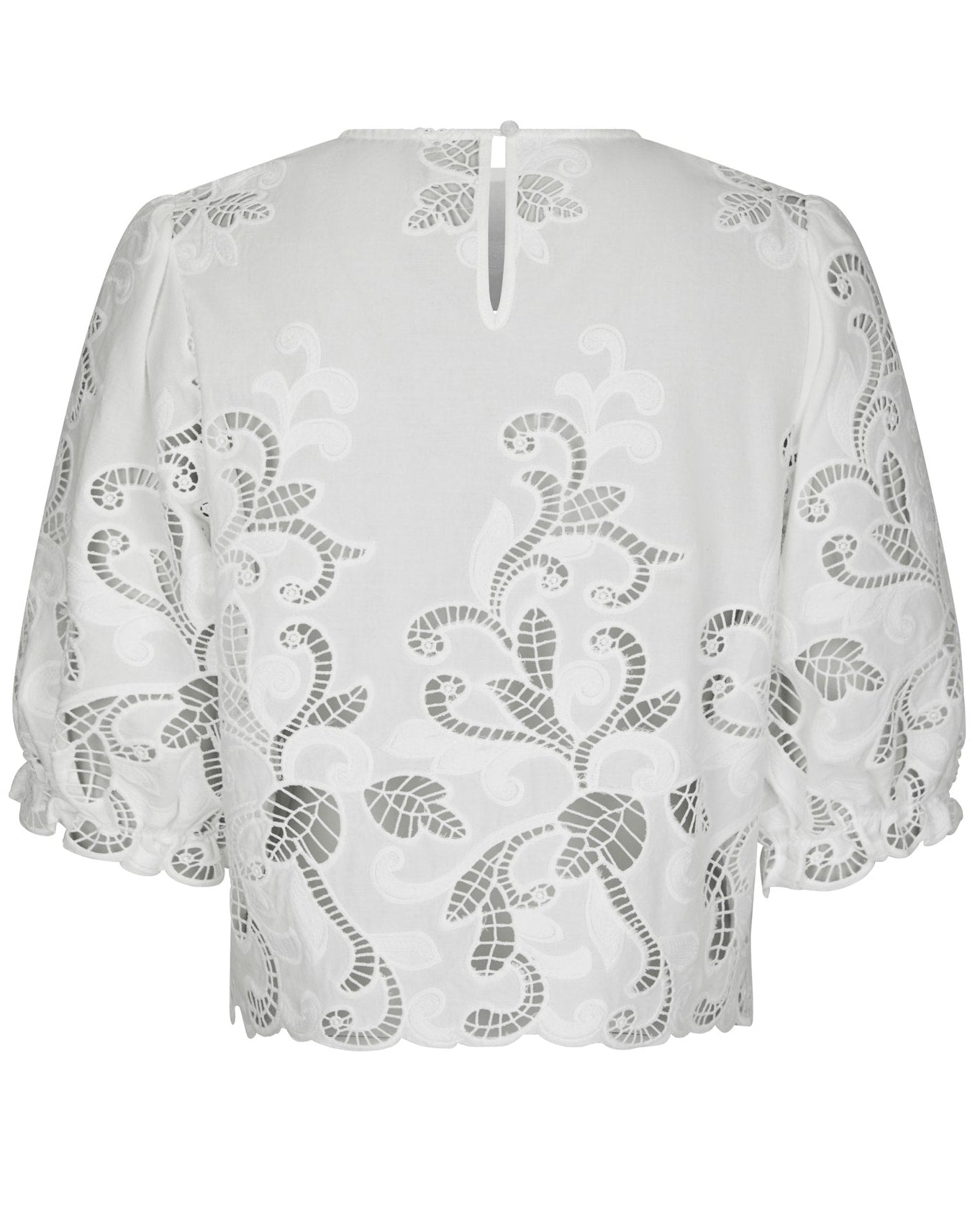 Fia Embroidery Bluse White fra Neo Noir, hvid broderet bluse